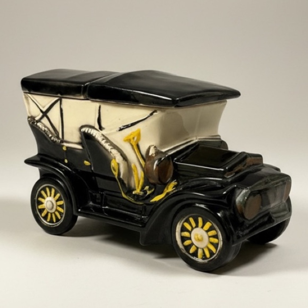 Vintage McCoy Pottery Touring Car Cookie Jar 1960s Model T USA Black Cream